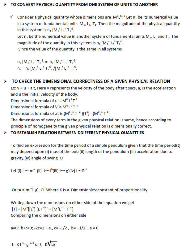 USES OF DIMENSIONAL EQUATIONS 